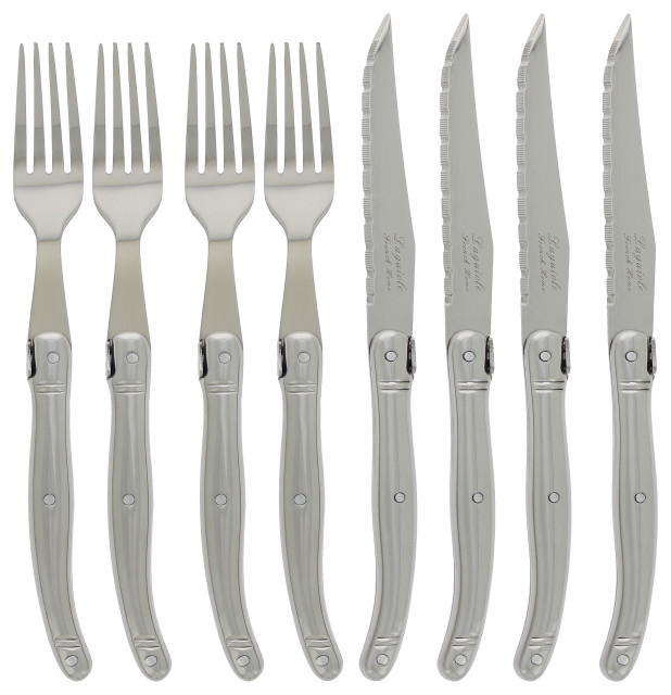 8-Piece Laguiole Stainless Steel Steak Knife/Fork Set by French Home ...