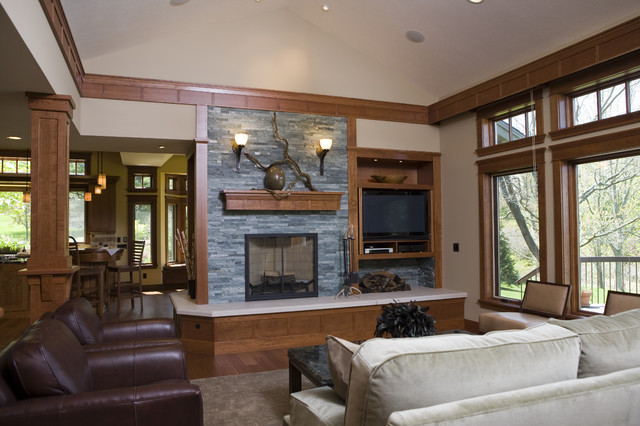 Frank Lloyd Wright Inspired Home Traditional Living Room