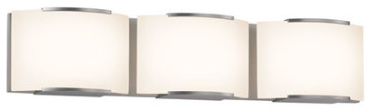 Wave Satin Nickel LED 24.75-Inch Three Light Bath Fixture