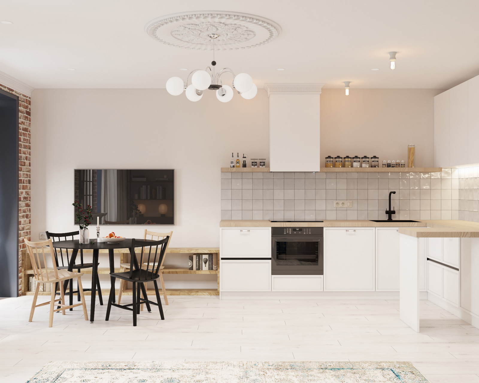 Дизайн проект квартиры с элементами стиля mid-century modern.