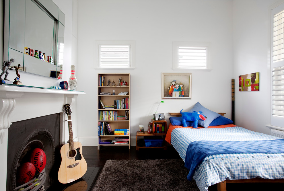 Design ideas for a contemporary kids' room in Melbourne with white walls.