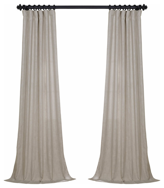 Ash Gray Heavy Fauxlinen Curtain Single Panel Contemporary