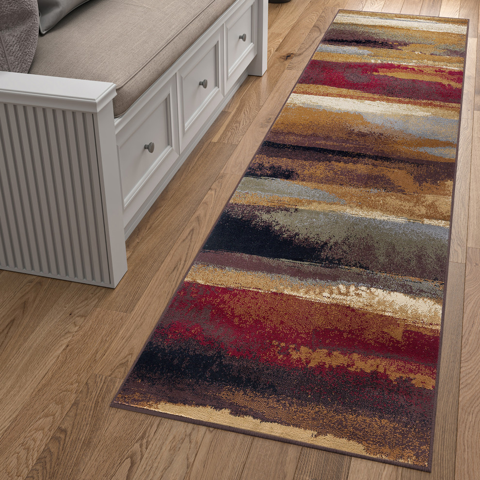Dakota Contemporary Abstract Area Rug, 2'7''x9'10'' Contemporary