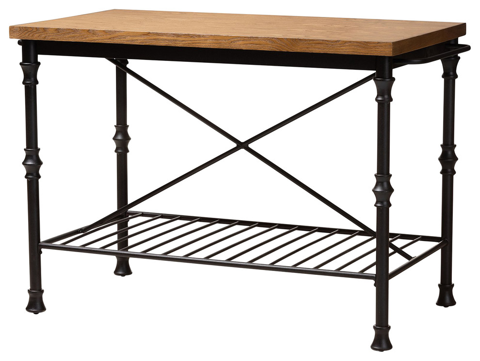 Ole Rustic Industrial Wood and Bronze Steel Multipurpose Kitchen Island Table