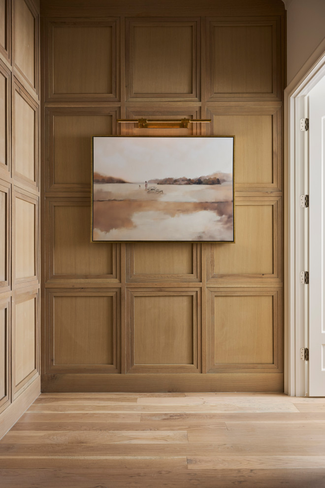 Inspiration for a small transitional light wood floor hallway remodel in Dallas