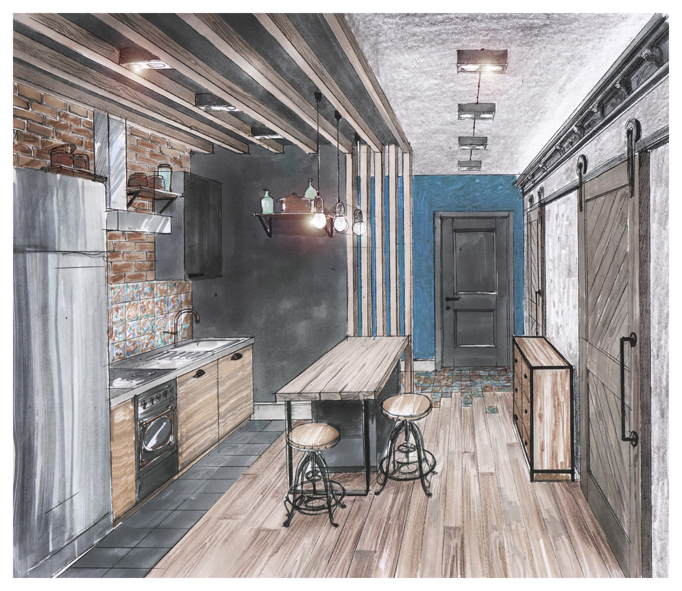 вид на прихожую-кухню