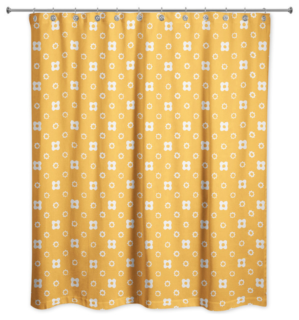 Orange Fl Pattern Shower Curtain, Orange Patterned Shower Curtains