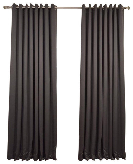 Anthracite Gray Grommet Doublewide Blackout Curtain Single Panel