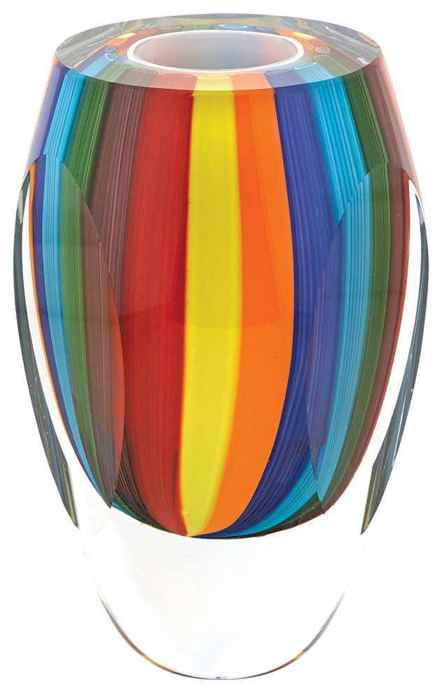 Rainbow Murano Style Art Glass 6 Vase Contemporary Vases By Badash Crystal
