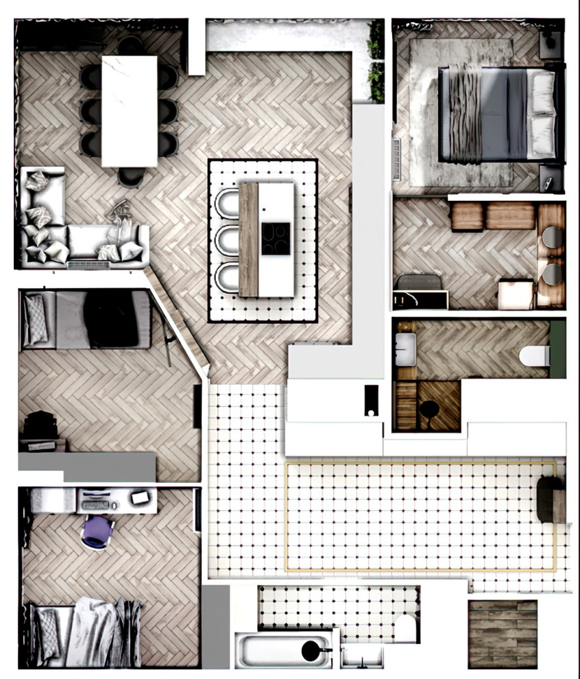 Дизайн интерьера квартиры 104 м2 в ЖК Сердце Столицы