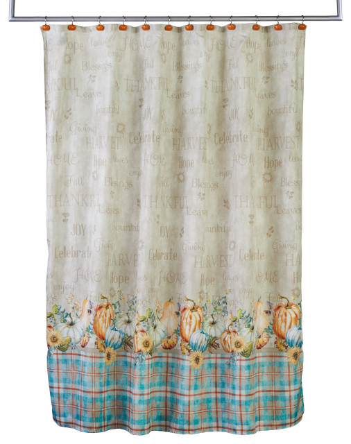 SKL Home Harvest Sentiments Shower Curtain and Hook Set Farmhouse