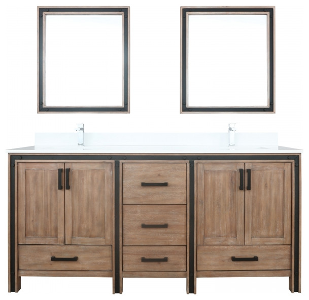 72" Double Sink Bathroom Vanity, Rustic Barnwood - Transitional ...