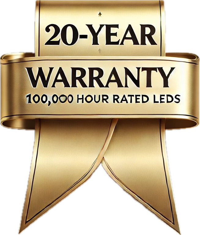 20 year warranty and 100000 hour rated LEDs