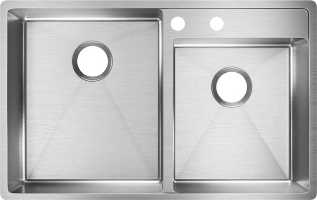 Elkay Stainless Steel Double Bowl Undermount Sink With Water Deck Left