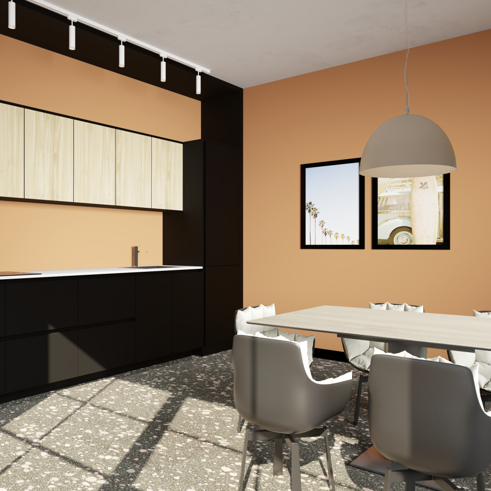 кухня гостиная терракотовая