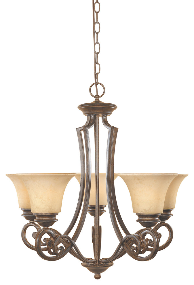 Forged Sienna Five Light Up Lighting Chandelier