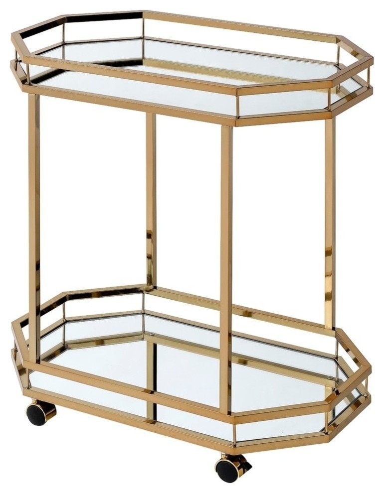 Acme Serving Cart in Champagne and Mirror Finish 98197