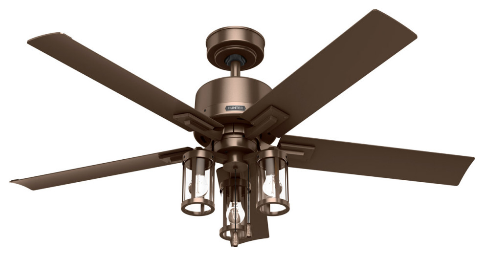 Lawndale 3 Light 52 in. Outdoor Fan, Satin Bronze Traditional