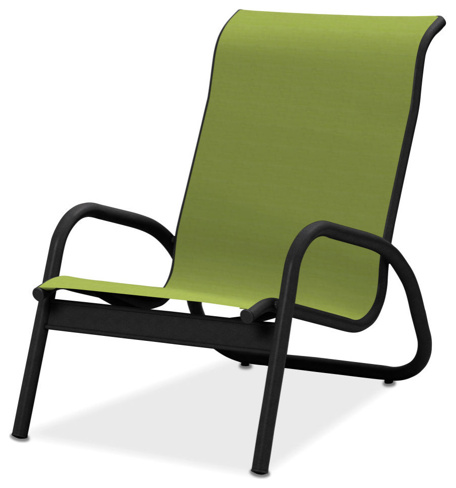 Gardenella Sling Stacking Poolside Chair, Textured Black, Lime