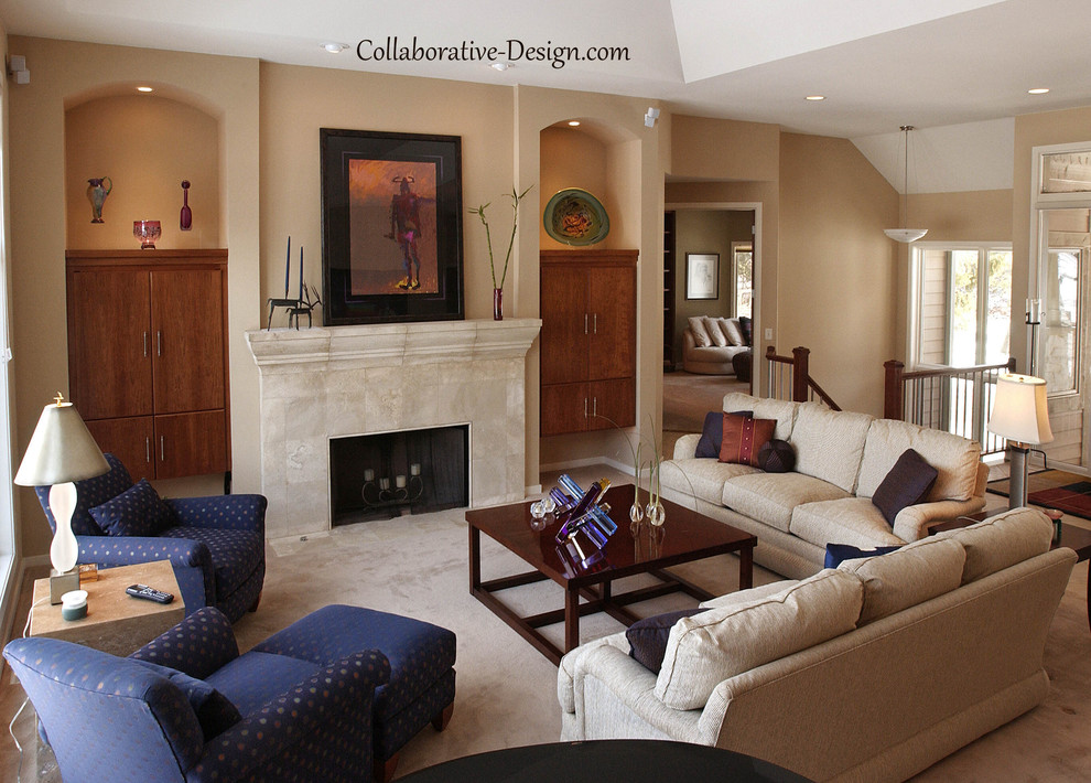 Design ideas for a contemporary living room in Milwaukee.