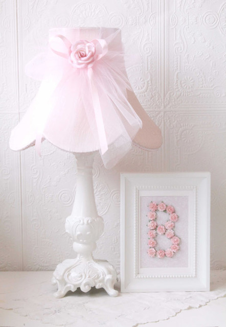 Pink Dupioni Silk and Tulle Table Lamp