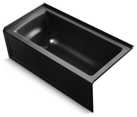 Kohler Archer 60"x30" Alcove Bath With Integral Apron, Right-Hand Drain, Black