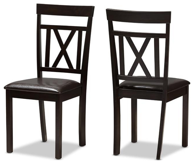 Rosie Modern and Contemporary Dark Brown Faux Leather Upholstered ...