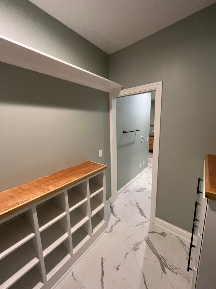 Modern Bathroom with Dual Vanities and Walk-In Shower