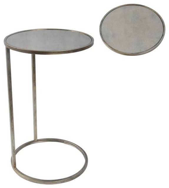 C Shape Metal Table With Antique Mirror