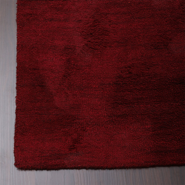 Hand Knotted Loom Silk Mix Area Rug Solid Dark Red, [Rectangle] 6'7''x9 ...