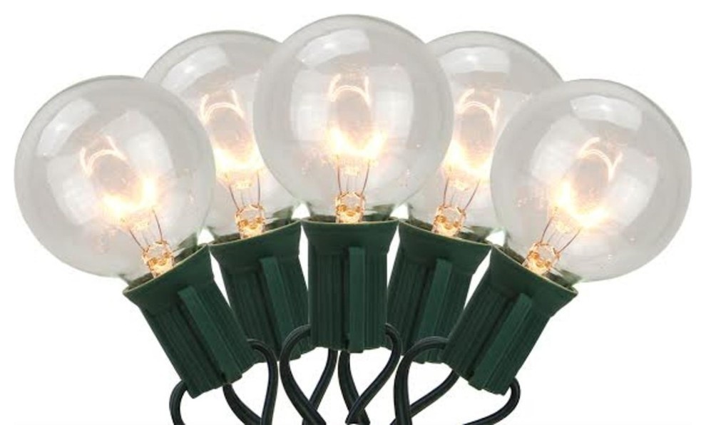 Clear Transparent G50 Globe Patio Wedding Christmas Lights, Wire