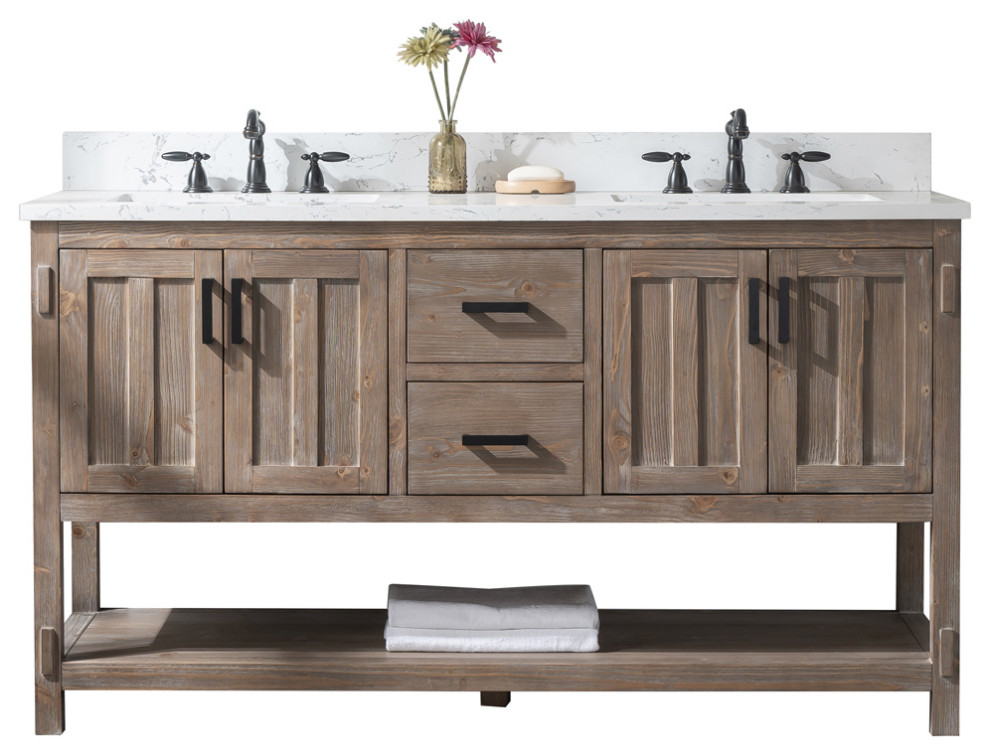 Harvey Farmhouse Bathroom Sink Vanity Brown Spruce Transitional Vanities And Consoles By Urban Furnishing Houzz - Harvey Farmhouse Bathroom Sink Vanity Brown Spruce 60