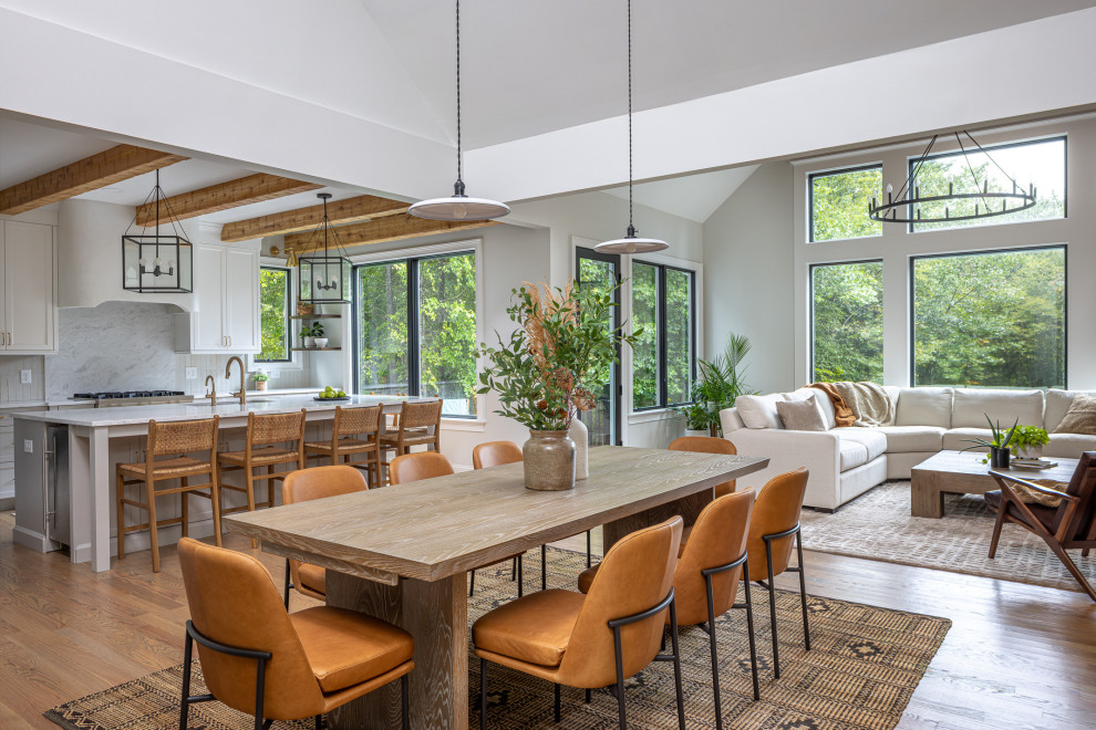 Example of a transitional dining room design in Raleigh