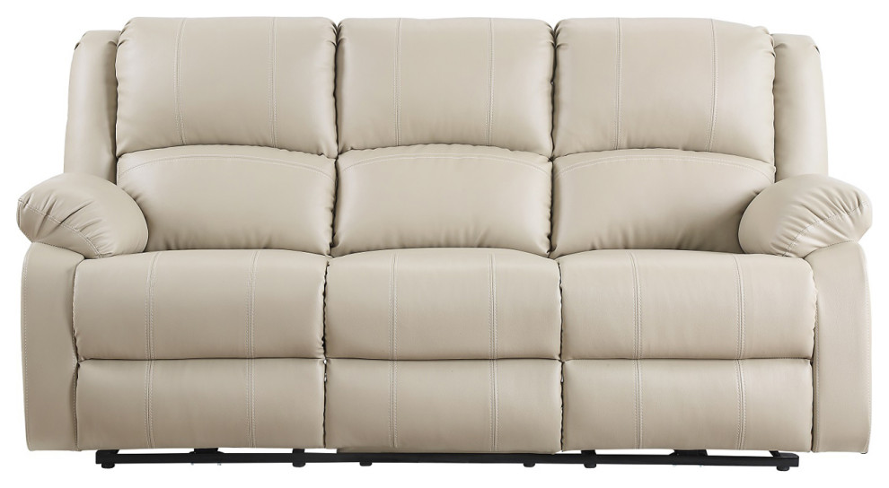 PU Upholstered Power Reclining Sofa With USB Ports, Beige Contemporary Sofas by Simple