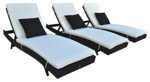 Zori Chaise Lounge Chair Black Rattan With Cream Cushions Zori Chaise Lounge Chair Black Rattan With Cream Cushions