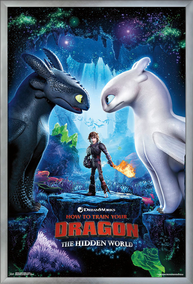 How To Train Your Dragon 3 Key Art Poster Silver Framed Version