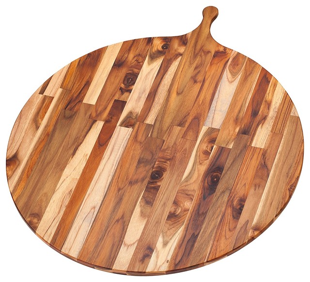 Teak Cutting Board Large Round Serving With Handle 32 5 X32 Teak Cutting Board Large Round Serving With Handle 32 5 X32