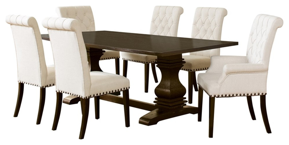 Coaster Parkins 7piece Wood Dining Room Set Rustic Espresso and Beige