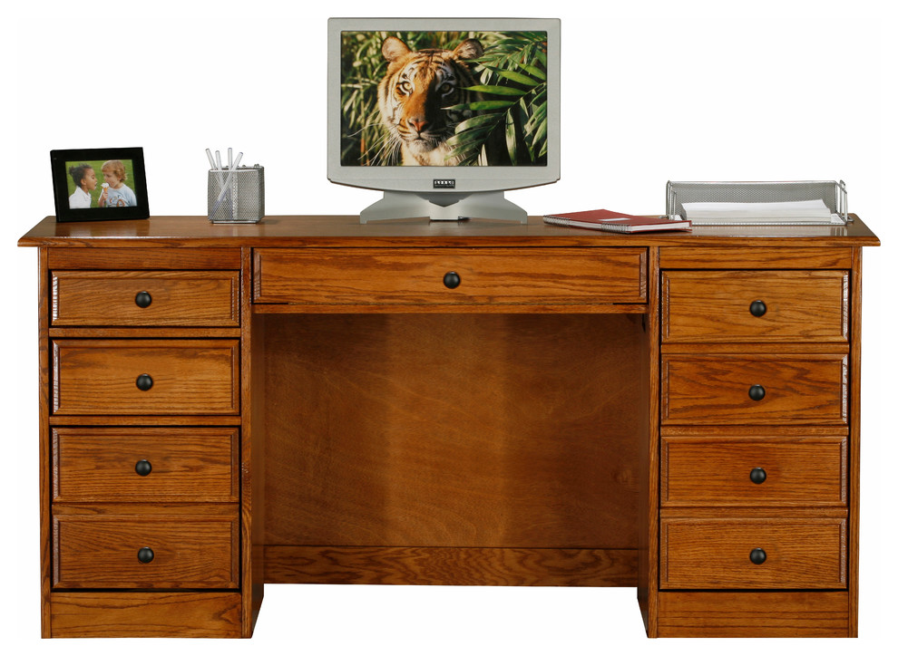 light oak double pedestal desk