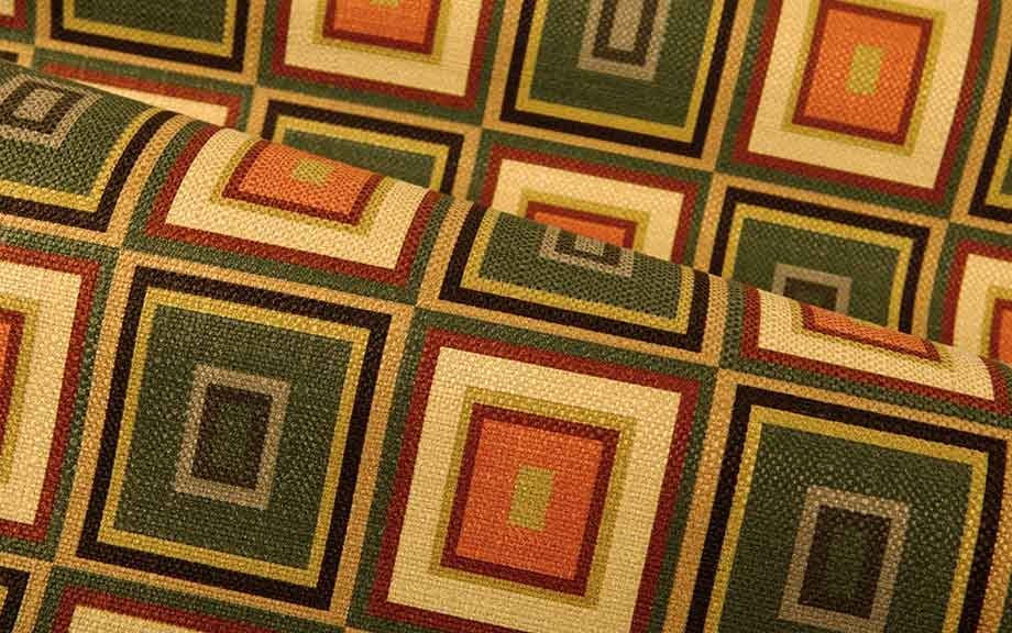 Squared Fabric in Forest Green and Orange