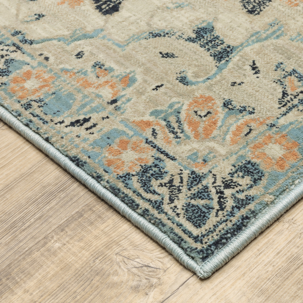 Oriental Weavers Xanadu 532L6 Blue/Orange Area Rug, 5'3"X7'6" Traditional Area Rugs by