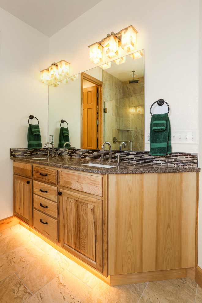 Example of a mountain style basement design in Denver