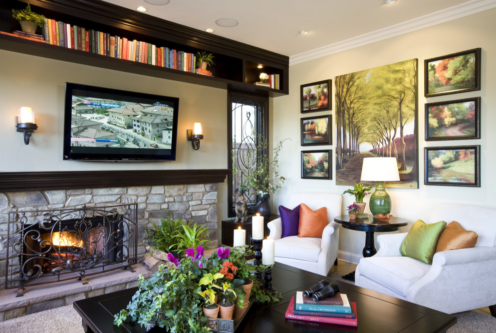 This is an example of a traditional family room in San Diego.