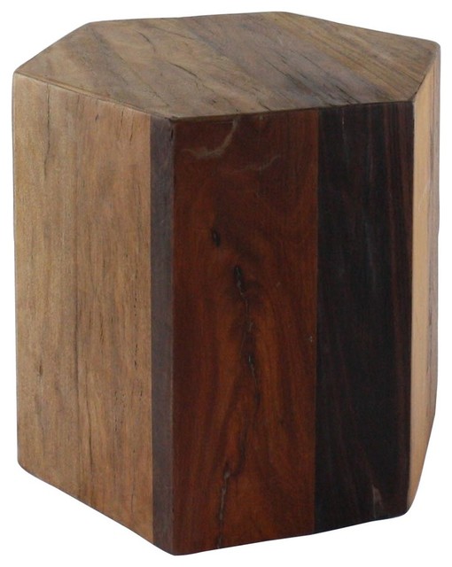 Reclaimed Wood 12" Pedestal Display Block, Geometric Shape Loft
