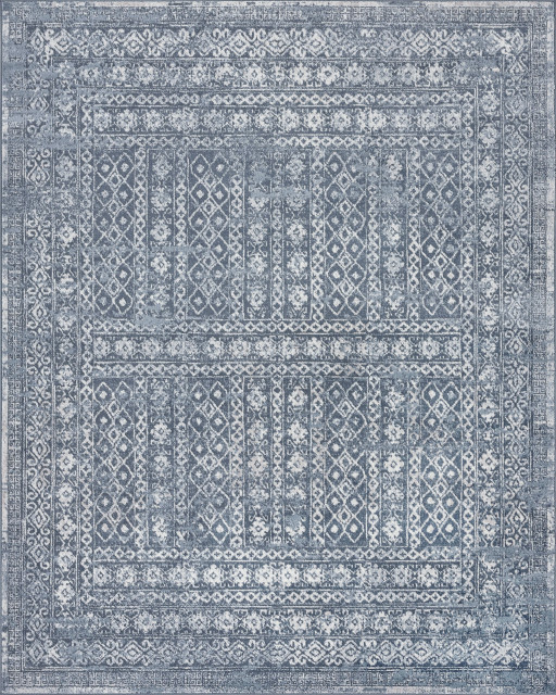 Ellery Traditional Persian Blue Rectangle Area Rug, 9' x 12'