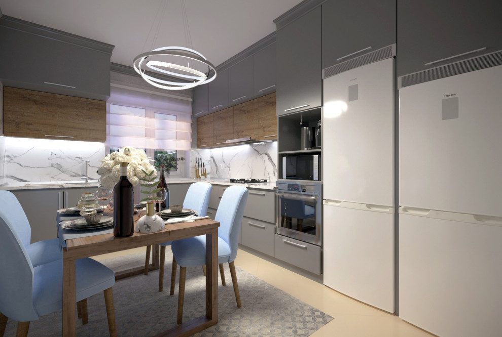 кухня 18 кв в коттедже. Графит/дерево