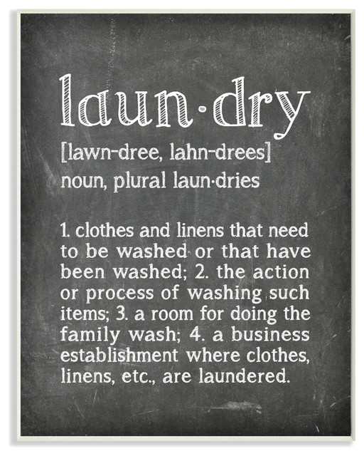 "Laundry Definition Chalk Look" Wall Plaque Art, 10 x .5 x 15 Modern Novelty Signs by