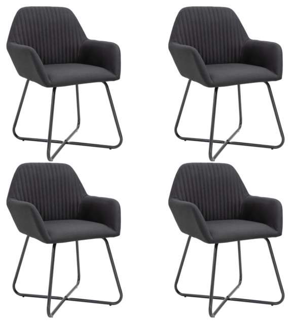 Vidaxl Dining Chairs, Set of 4, Black Fabric Transitional Dining