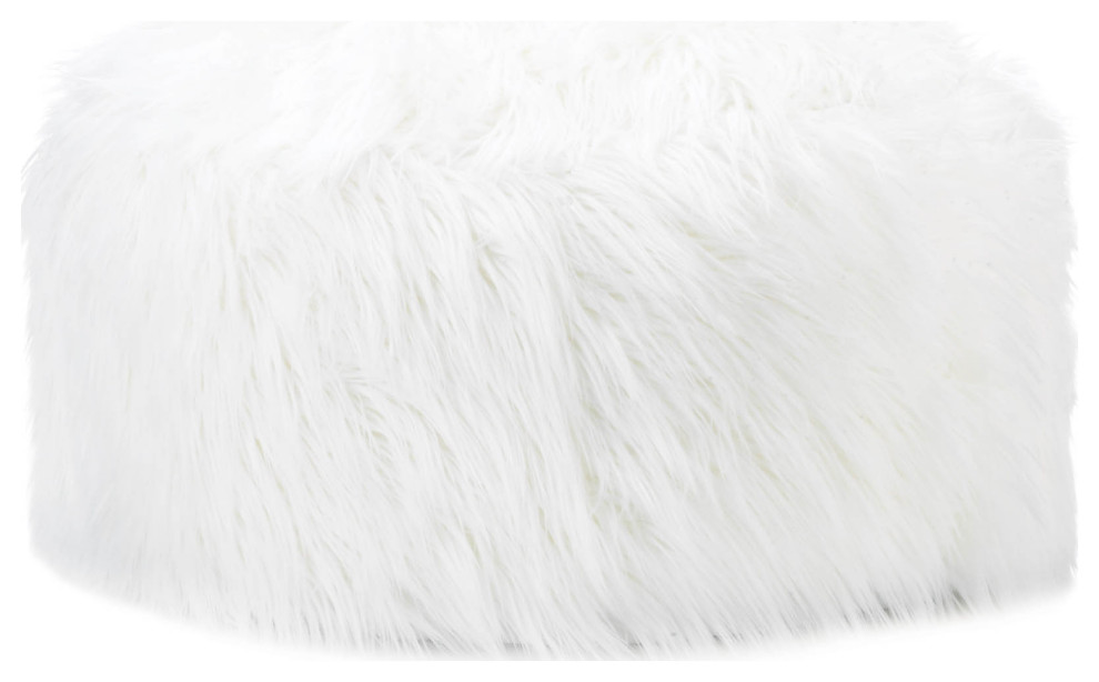Extra Large Fuzzy White Ottoman Contemporary Footstools And