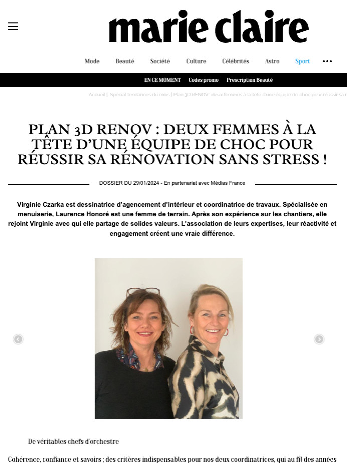 Parution marie claire - Janvier 2024